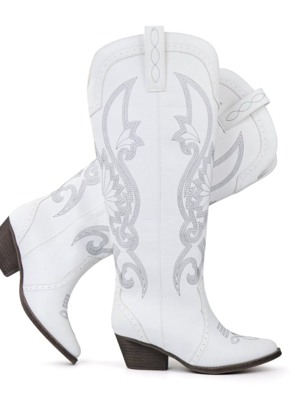 Women's Cowboy Cowgirl Boots Slip On Pointed Toe and Block Heel Shoes with